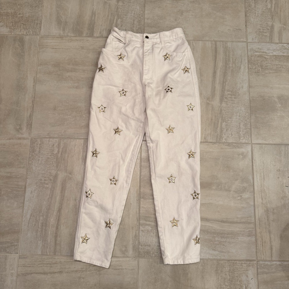 Vintage Cato Embroidered Star Mom Jeans White Free People Fast Times Look‎ Alike